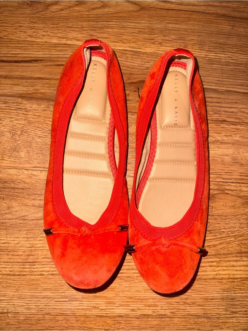 Kelly & Katie Orange Suede Ballet Flats